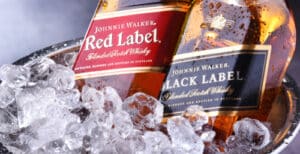 Red and Black Label on ice